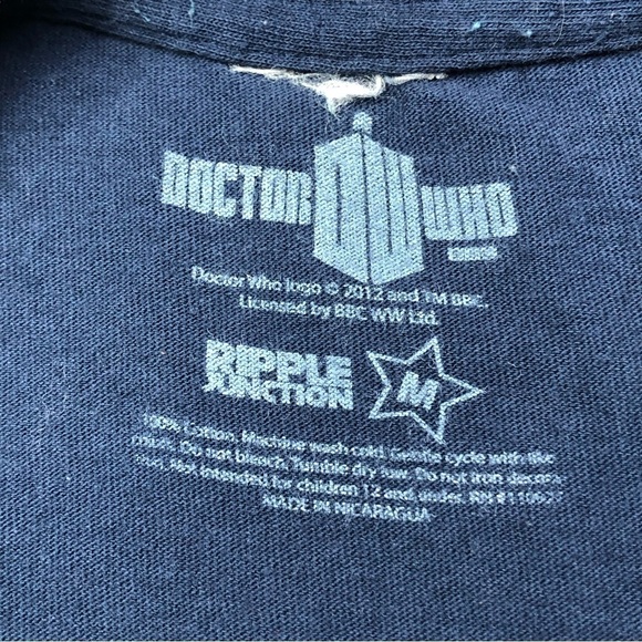 Doctor Who tee navy white DW tardis logo tally marks The Silence Episode M - Picture 5 of 5